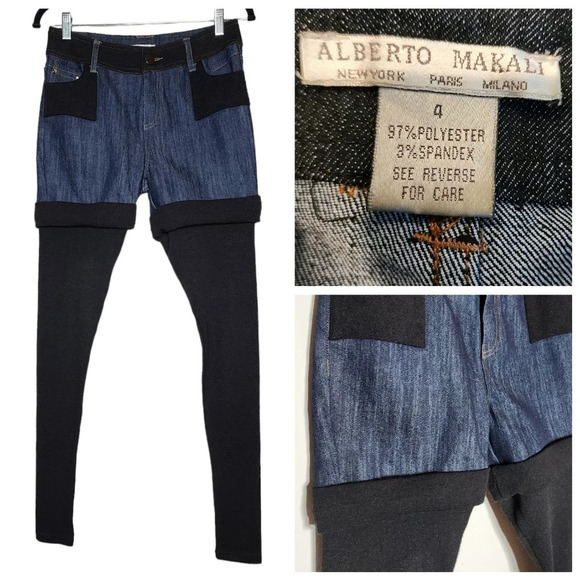 Alberto Makali denim shorts black sweater tights combo pants size 4 - Picture 1 of 17